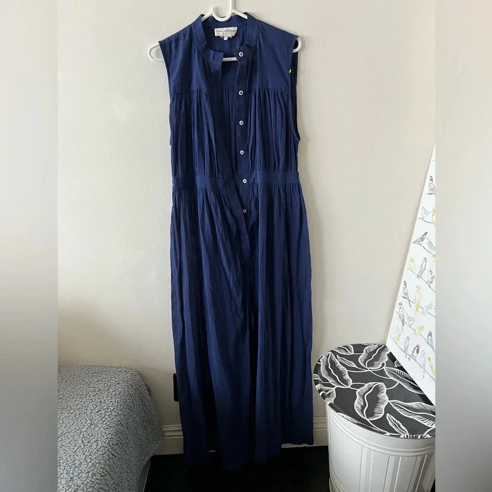 Women’s Navy Blue Mara Hoffman Swim Gauze Culottes Barrel Leg Romper Jumpsuit S
